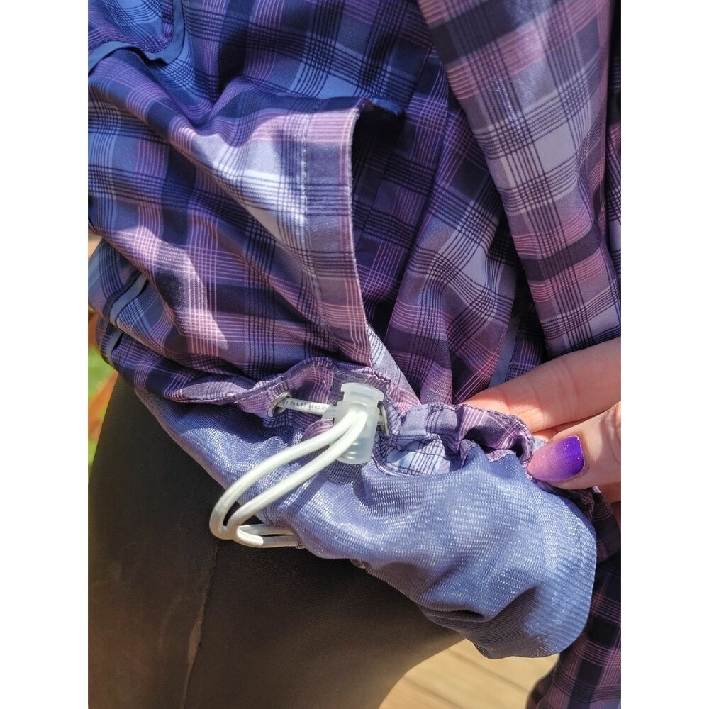 Sunice Purple & Gray Plaid Quarter Zip Pullover Weather Windbreaker Size Medium - Picture 9 of 14